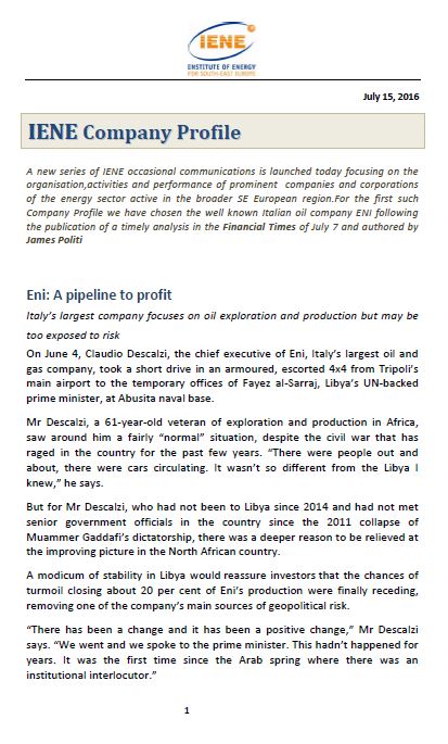 IENE Company Profile No1 - ENI