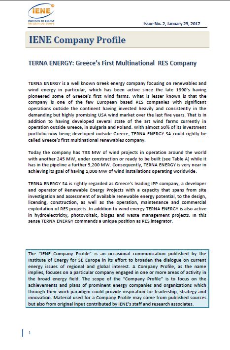 IENE Company Profile No 2 - TERNA ENERGY