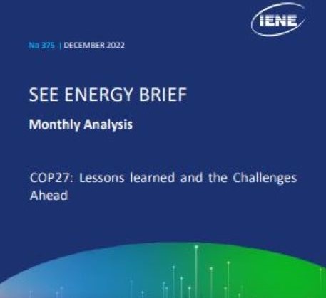 IENE Monthly Analysis Focuses on COP27, the Lessons learned and the Challenges Ahead