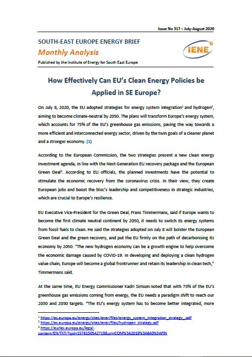 South-East Europe Energy Brief "Monthly Analysis"